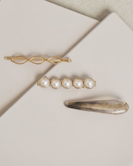 Hair Pins with Pearls, Set of 3