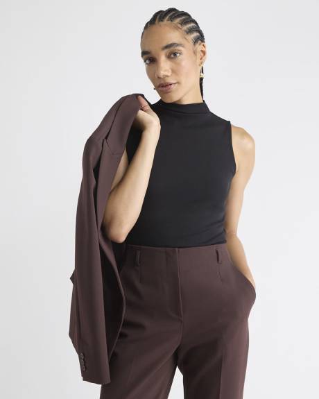 Luxe Knit Sleeveless Mock-Neck Ribbed Fitted Top