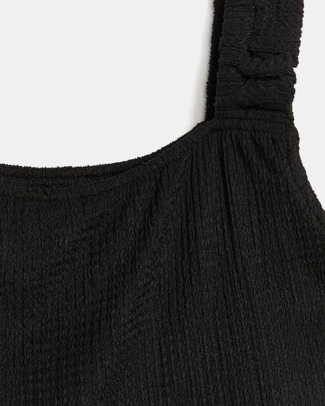 Frilly Straps Textured Tank Top