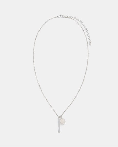 Necklace with Stick Pendant & Semi-Precious Stone