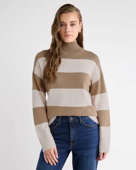 Long-Sleeve Funnel-Neck Merino-Blend Sweater