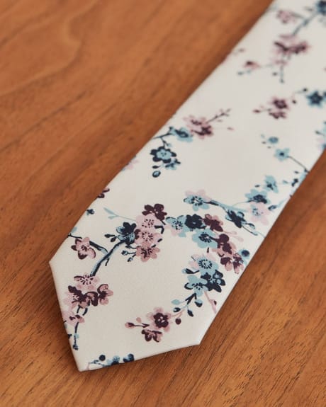 Cravate Étroite à Motif Floral