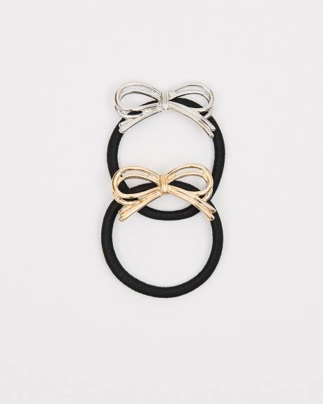 Hair Elastics with Bow - Set of 2