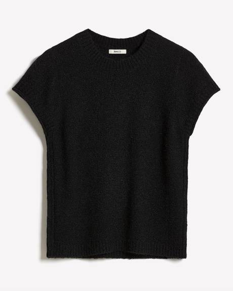 Wool-Blend Cap-Sleeve Crew-Neck Boxy Sweater