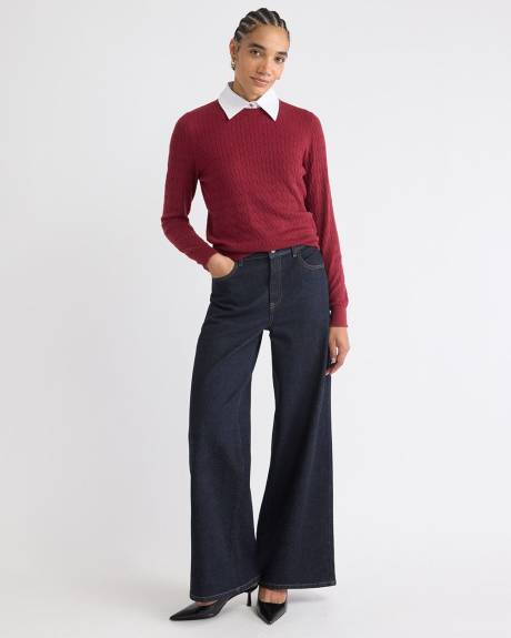 Pull à Manches Longues avec Col Chemisier Amovible