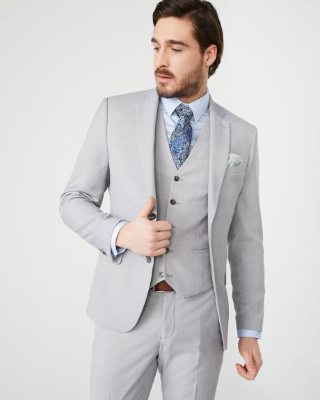 Essential Slim Fit stretch light heather grey suit Blazer