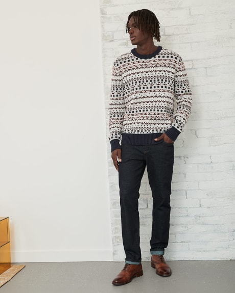 Crew-Neck Sweater with Jacquard Pattern
