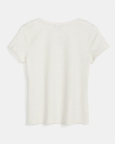 T-Shirt Ajustée à Col V en Coton Épais