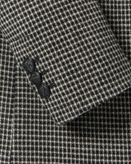 Checkered Double-Breasted Open Blazer
