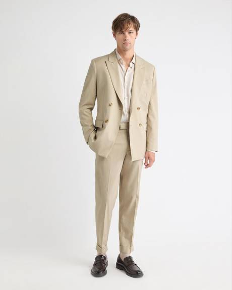 Tapered-Leg Beige Suit Pant