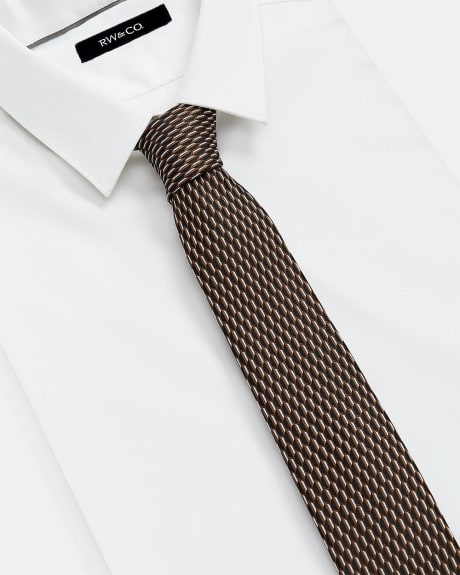 Cravate Régulière à Motif Rétro Noir et Brun