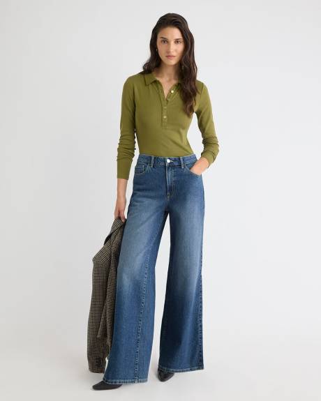 Polo à Manches Longues en Tricot Luxueux