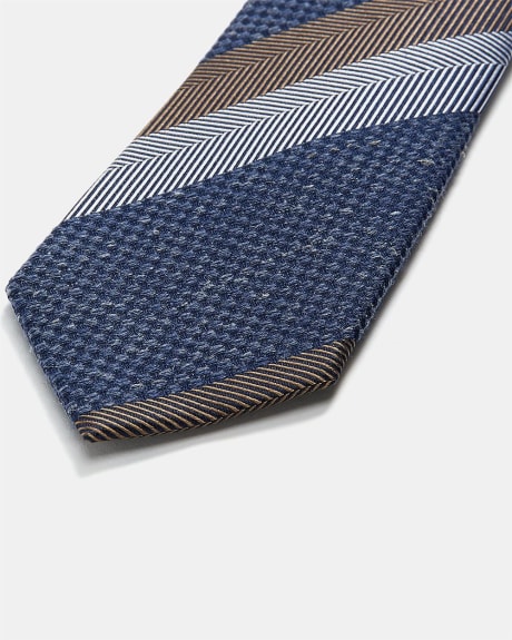 Cravate Régulière à Rayures Bleues et Bronze