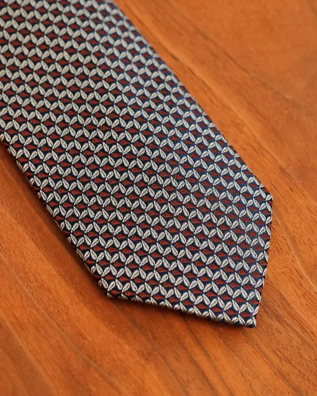 Burgundy Regular Tie with Geometric Pattern
