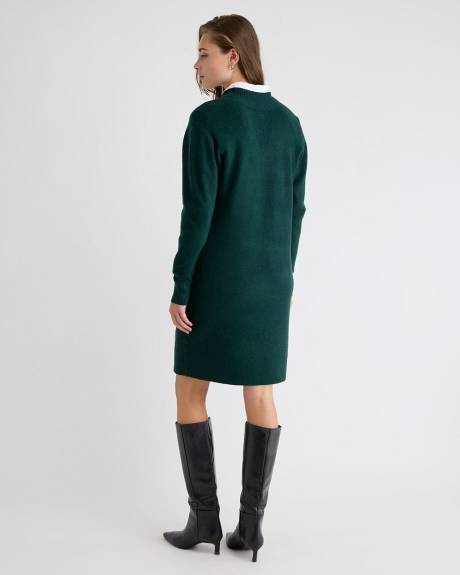 Robe Courte à Manches Longues et Col V