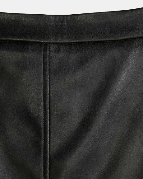 High-Waisted A-Line Faux Leather Mini Skirt - 19"