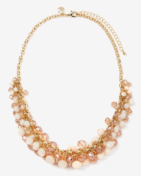 Light pink Glass cluster statement necklace