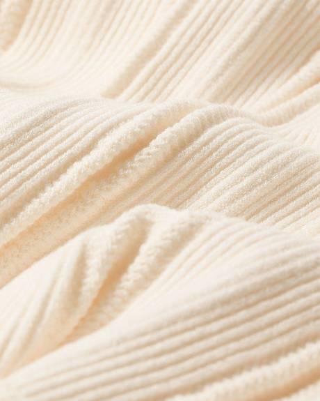 Haut Moulant en Mailles Pointelle à Manches Longues et Col Rond