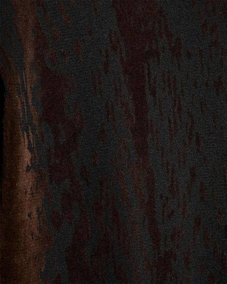 Extended-Sleeve Mock-Neck Burnout Top