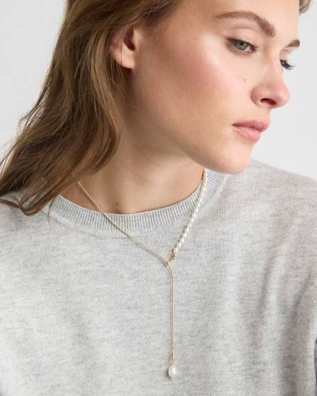 Y Necklace with Freshwater Pearl Pendant