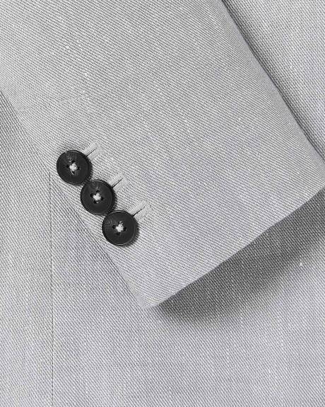 Loose One-Button Grey-Linen Blazer