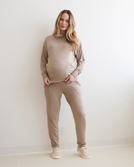 French Terry High-Neck Nursing Sweatshirt - Thyme Maternity