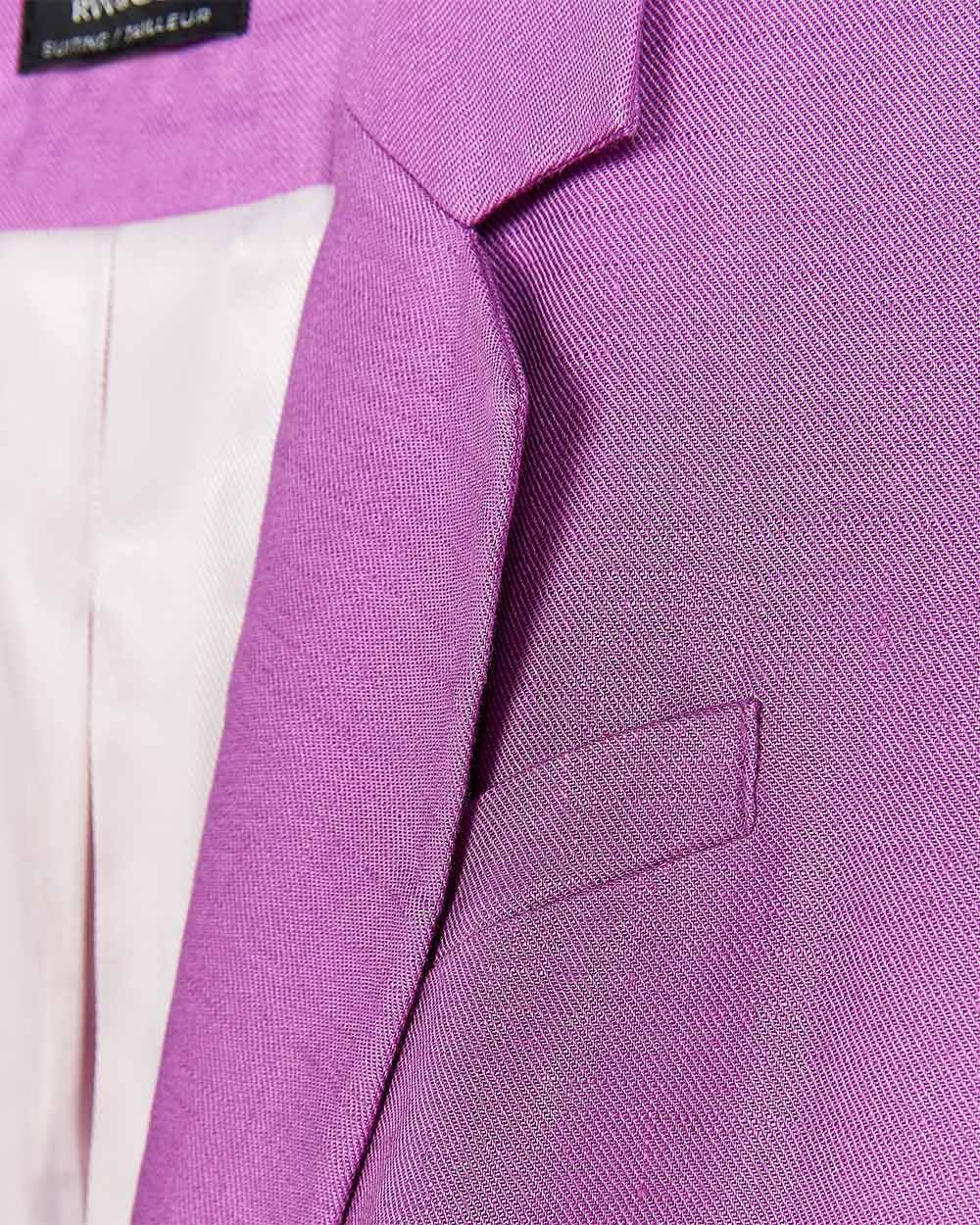 Purple Linen One Button Long Blazer