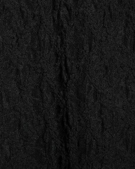 Haut en Dentelle à Manches Longues et Col Bateau