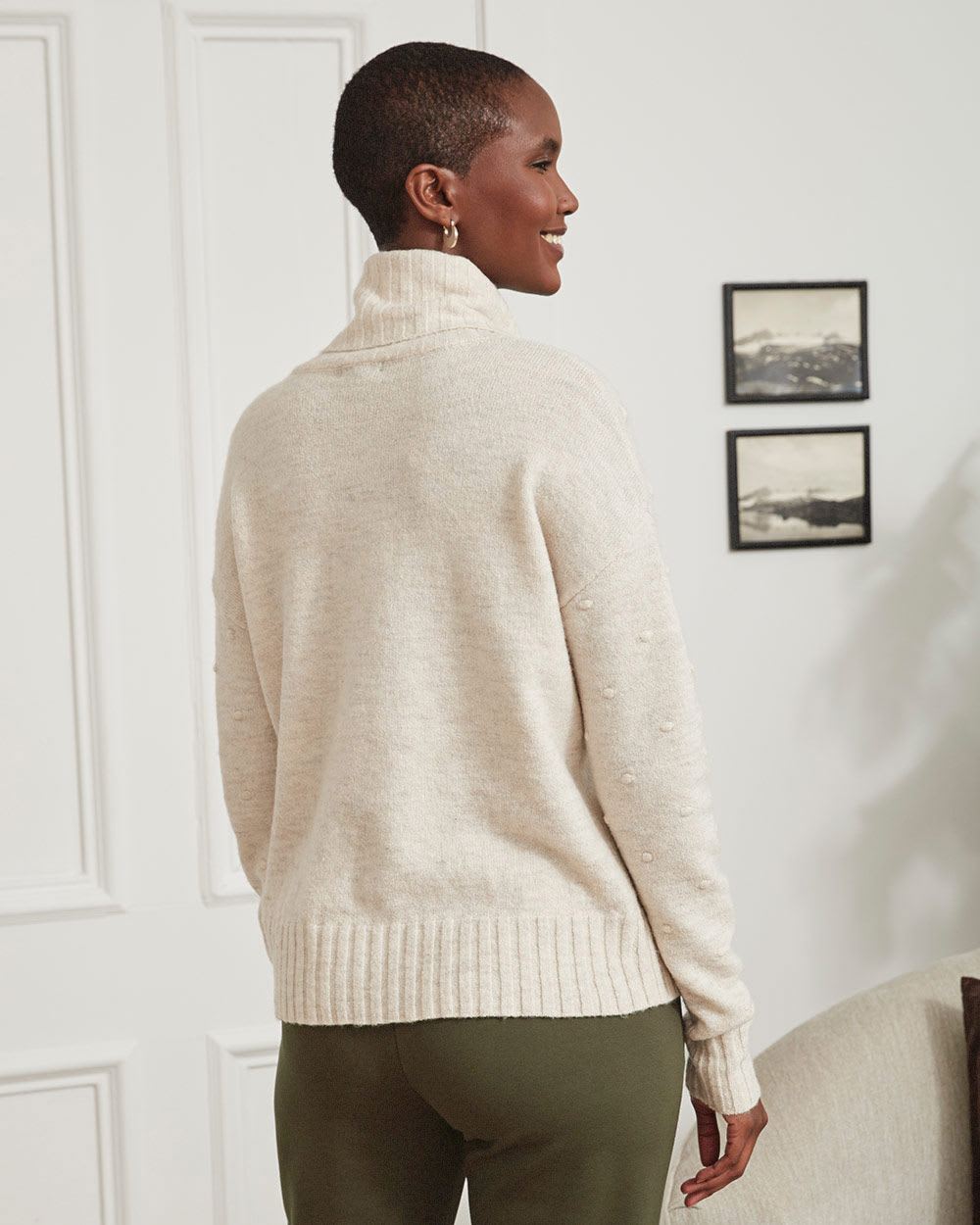 Spongy Dotted Knit CowlNeck Sweater RW&CO.