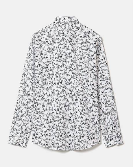 Chemise Habillée à Coupe Étroite à Motif Feuillagé Style Aquarelle