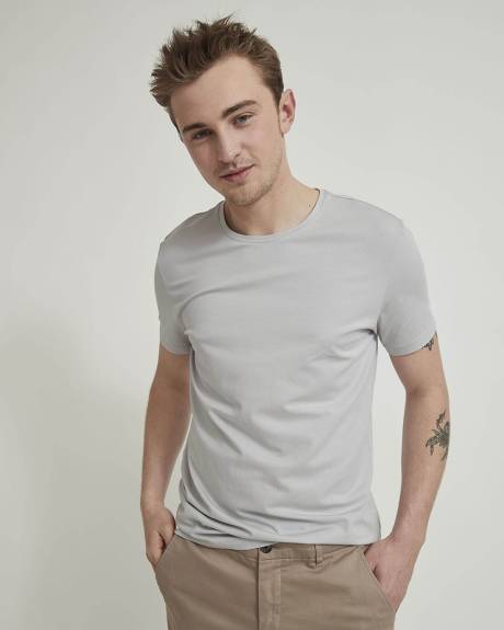 T-Shirt Uni &agrave; Col Rond en Coton Supima (R)