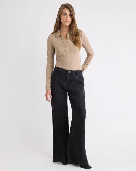 Polo à Manches Longues en Tricot Luxueux