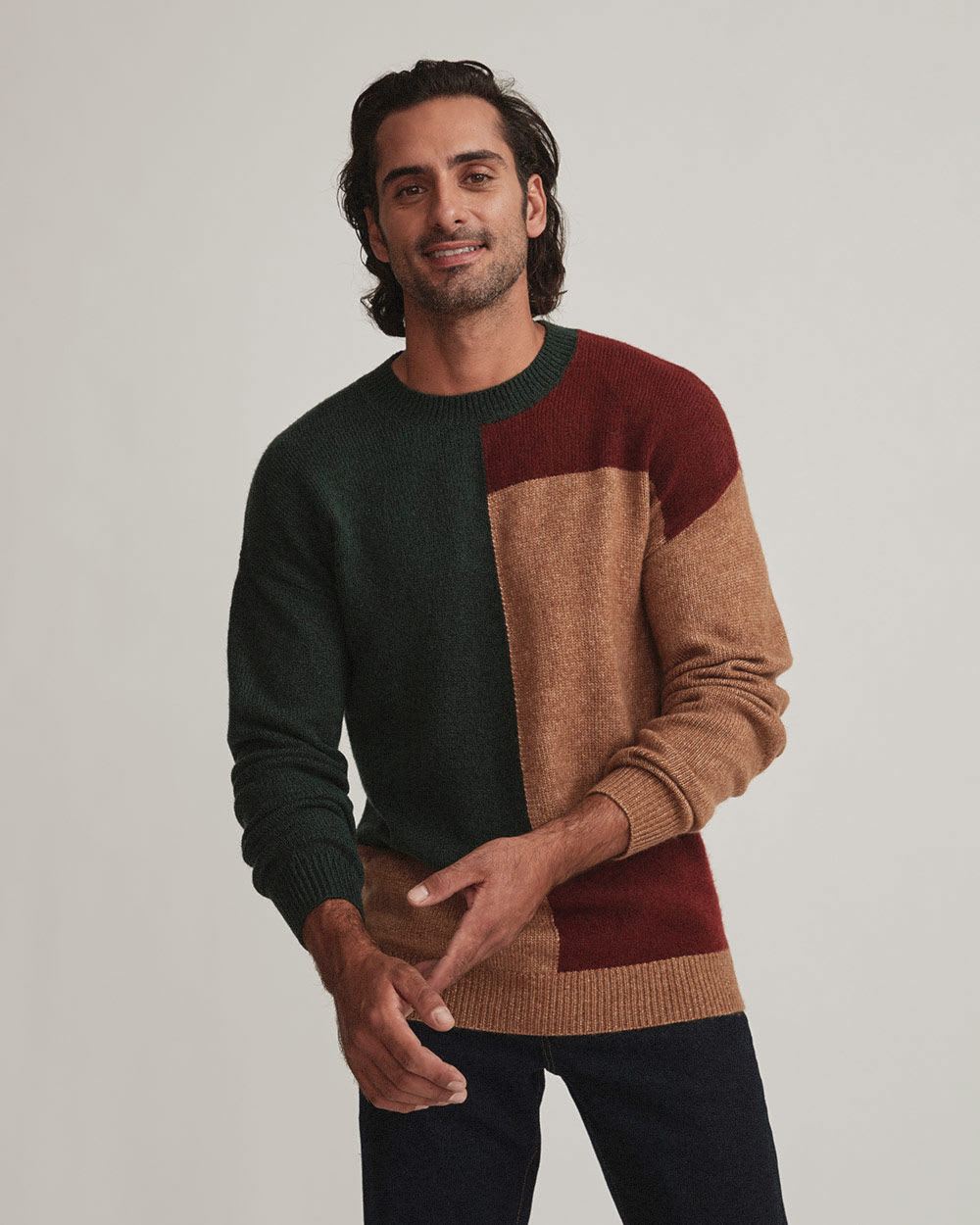 Autumnal Colourblock Crew-Neck Sweater