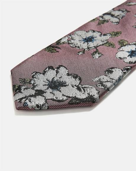 Cravate &Eacute;troite &agrave; Motif Floral Saillant