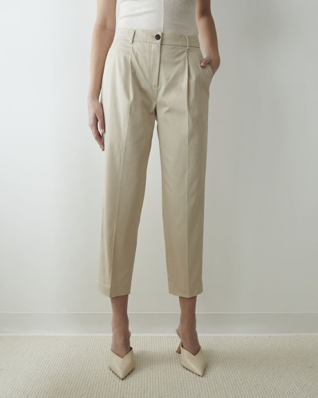 Mid-Rise Tapered-Leg Sateen Ankle Pant
