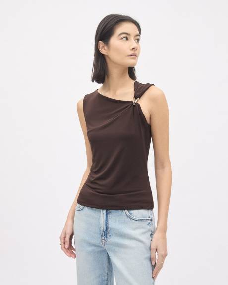 Sleeveless Top with Asymmetrical Neckline
