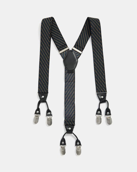 Beige and Blue Striped Suspenders