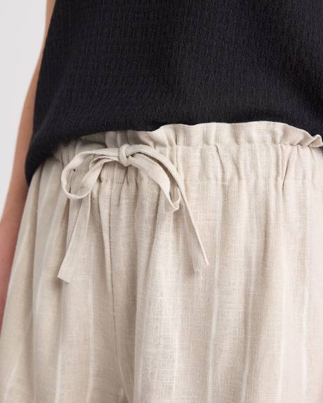 Striped High-Rise Linen-Blend Short