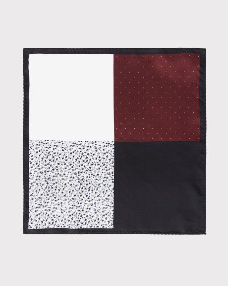 4-way Colour block pocket square with black trim