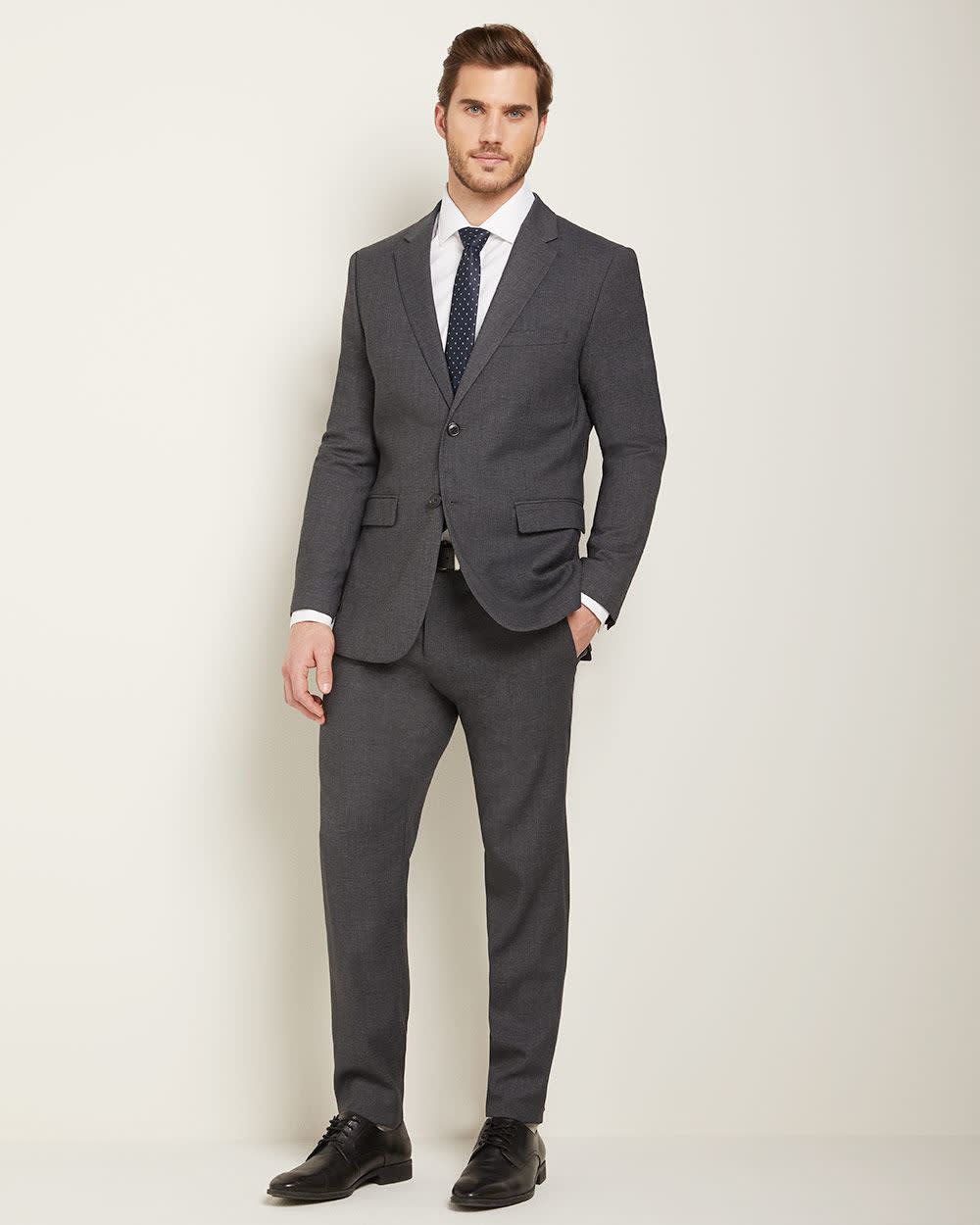 Essential Athletic Fit Dark heather grey suit pant | RW&CO.