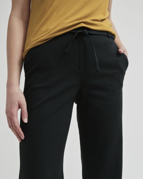 Twill Mid-Rise Wide Leg Pant with Sash