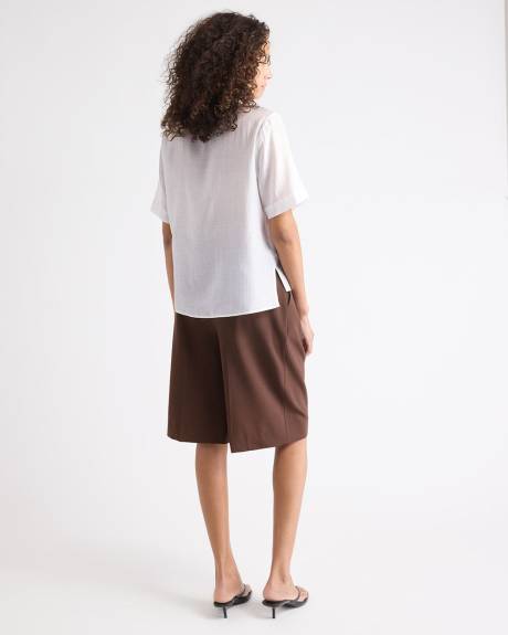 Blouse à Boutonner à Manches Courtes et Col Chemisier