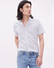 Short-Sleeve Slim-Fit Cotton Shirt with Print
