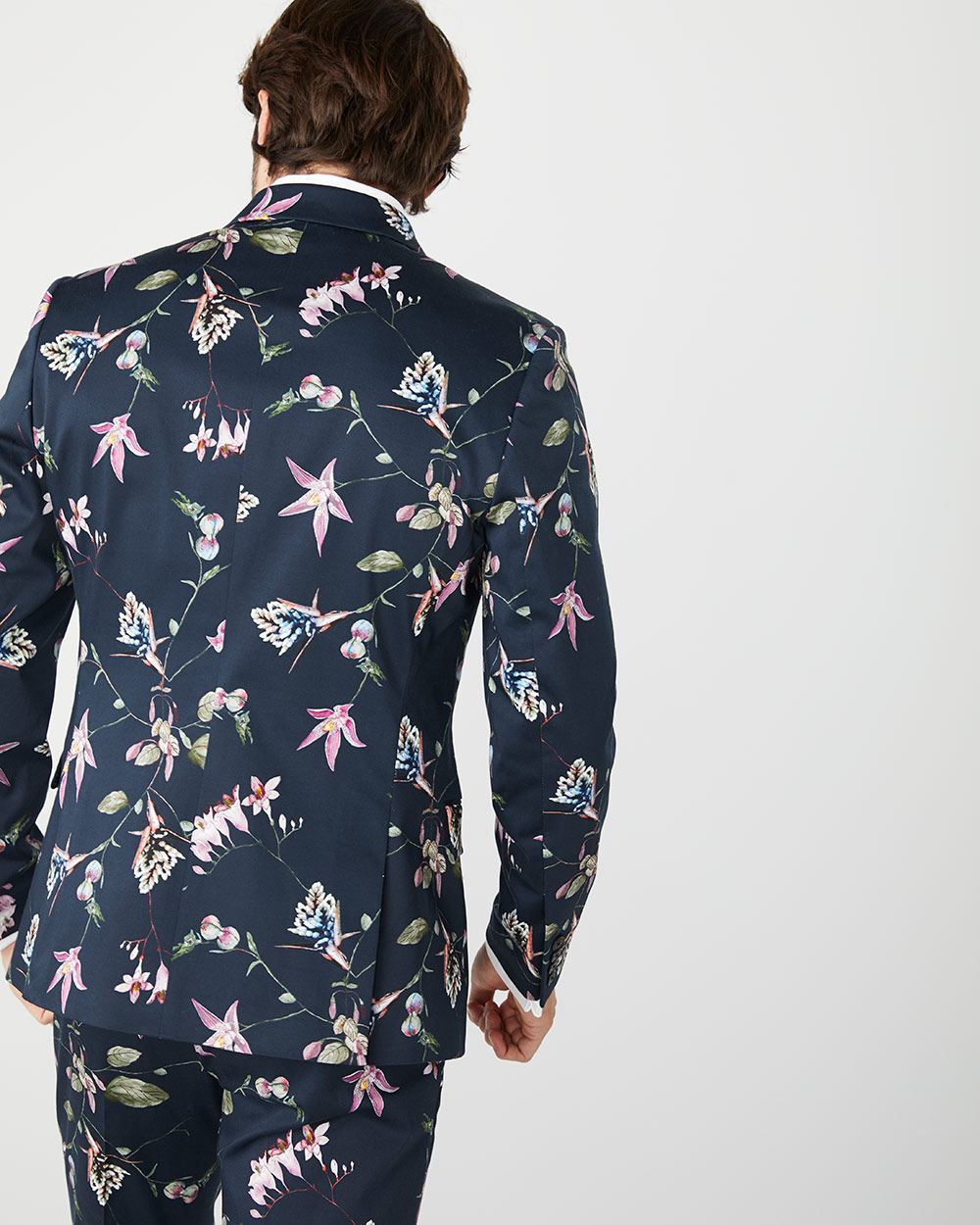 Slim Fit navy floral suit Blazer | RW&CO.