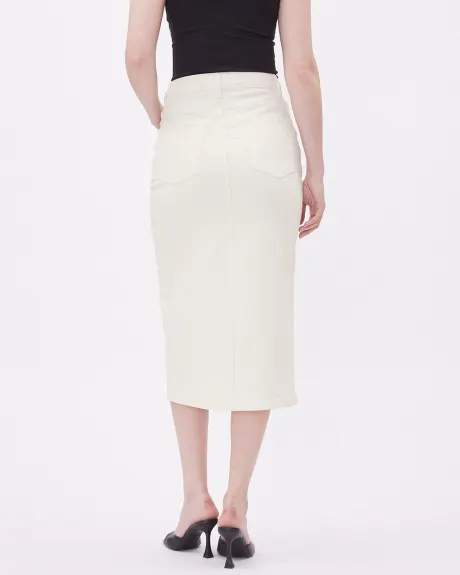 Midi Cream Denim Skirt
