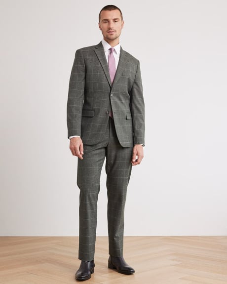 Tailored-Fit Grey Checkered Suit Pant
