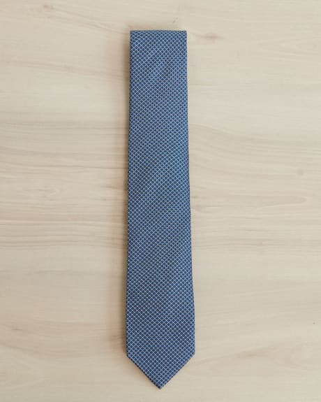 Cravate Régulière Bleue Foncée à Micro Motif Géométrique