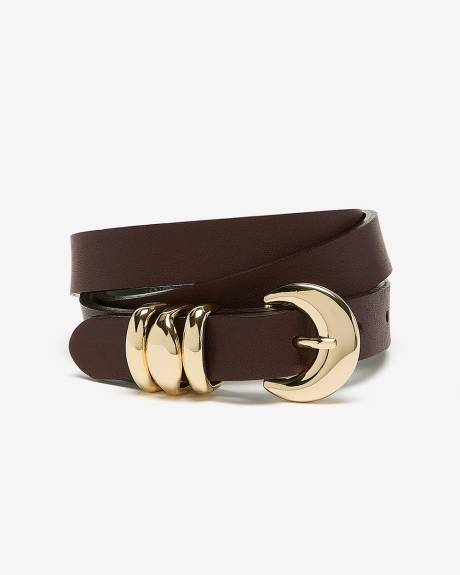 Ceinture Étroite en Cuir avec Boucle Arrondie