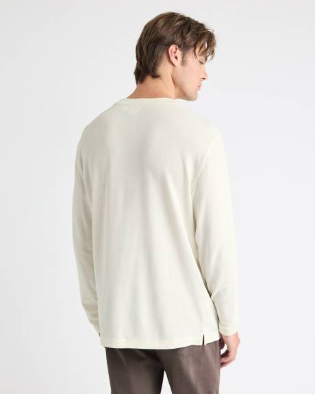 Long-Sleeve Crew-Neck Waffled Tee