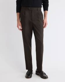 Tapered-Leg Pleated Dress Pant
